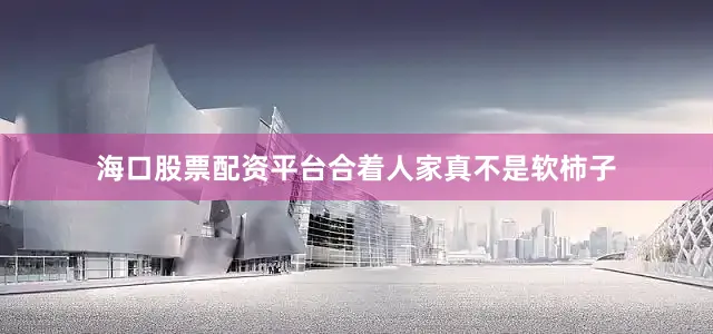 海口股票配资平台合着人家真不是软柿子